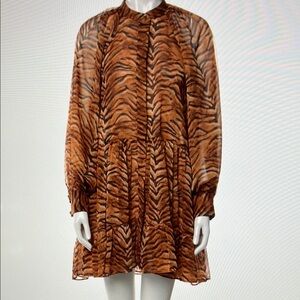 Misa Los Angeles Tiger Print Long Sleeve Dress Mini Dress Sz. XS